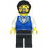 Hotel Receptionist - Male, Blue Vest with Metallic Light Blue Lapels, Black Legs, Black Hair, Beard and Glasses – ГРАДСКИ