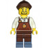 Barista - Male, Reddish Brown Apron with Cup and Name Tag, Sand Blue Legs, Reddish Brown Flat Cap, Hearing Aid – ГРАДСКИ