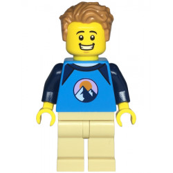 Wheelchair User - Male, Dark Azure and Dark Blue Shirt with Mountains, Tan Legs, Medium Nougat Tousled Hair – ГРАДСКИ