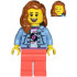 Record Store Clerk - Female, Bright Light Blue Denim Jacket, Coral Legs, Dark Orange Hair, Freckles – ГРАДСКИ