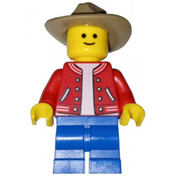 Child - Red Letterman Jacket, Blue Medium Legs, Dark Tan Fedora Hat – ГРАДСКИ