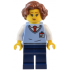 Natural History Museum Employee - Female, Bright Light Blue Sweater Vest with ID Badge, Dark Blue Legs, Reddish Brown Hair – ГРАДСКИ