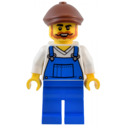 Natural History Museum Window Washer - Male, Blue Overalls over V-Neck Shirt, Blue Legs, Reddish Brown Flat Cap, Beard – ГРАДСКИ