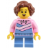 Child - Girl, Bright Pink Hoodie with Medium Blue and White Diagonal Stripes, Medium Blue Short Legs – ГРАДСКИ