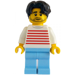 Modern House Resident - Male, White Sweater with Red Horizontal Stripes, Bright Light Blue Legs, Dar – ГРАДСКИ