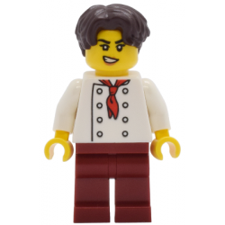 Tudor House Chef - White Torso with 8 Buttons, Dark Red Legs, Dark Brown Hair Wavy – ГРАДСКИ