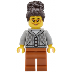 Tudor House Inn Owner - Light Bluish Gray Knit Cable Cardigan Sweater, Dark Orange Legs, Dark Brown Coiled Hair with Bun – ГРАДСКИ
