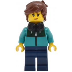 Tudor House Resident - Dark Turquoise Jacket with Dark Green Panel, Dark Blue Legs, Reddish Brown Hair Tousled, Black Headphones – ГРАДСКИ