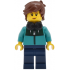 Tudor House Resident - Dark Turquoise Jacket with Dark Green Panel, Dark Blue Legs, Reddish Brown Hair Tousled, Black Headphones – ГРАДСКИ