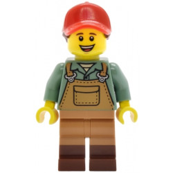 Gardener - Female, Medium Nougat Overalls over Sand Green Shirt, Reddish Brown Boots, Red Ball Cap with Reddish Brown Ponytail – ГРАДСКИ