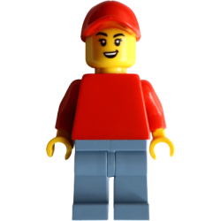 Bike Burger Cart Driver - Female, Red Torso, Sand Blue Legs, Red Cap – ГРАДСКИ
