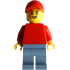 Bike Burger Cart Driver - Female, Red Torso, Sand Blue Legs, Red Cap – ГРАДСКИ