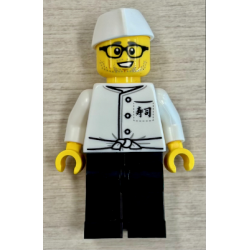 Sushi Chef, Torso with Japanese Logogram '??' (Sushi) on Front Pocket Pattern, Black Pants – ГРАДСКИ