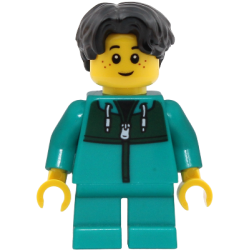 Child - Boy, Dark Turquoise Jacket with Dark Green Panel, Dark Turquoise Short Legs, Black Hair Wavy – ГРАДСКИ