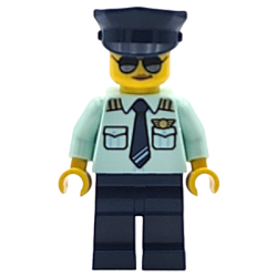 Airplane Pilot - Female, Light Aqua Uniform Shirt with Tie, Dark Blue Legs and Hat, Sunglasses – ГРАДСКИ