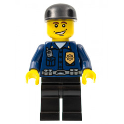 Police - World City Patrolman, Dark Blue Shirt with Badge and Radio, Black Legs, Black Cap, Smile – ГРАДСКИ