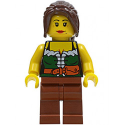 Gold Prospector - Female, Dark Green Corset, Reddish Brown Legs, Dark Brown Ponytail, Red Lips – ЗАПАДНИ