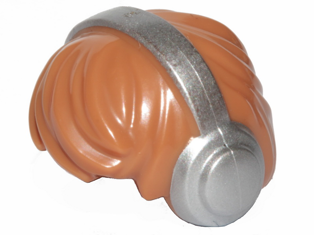 Minifigure, Hair Short Tousled with Silver Headphones Pattern: {умерен нуга}