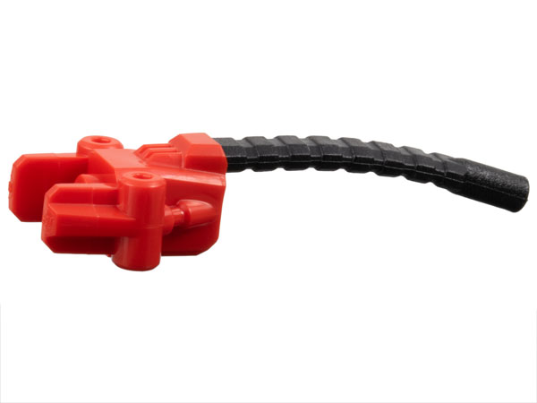 Minifigure, Powerlifter Assisted Lifting Arm with Molded Flexible Rubber Black Conduit Pattern: {ярко червен}