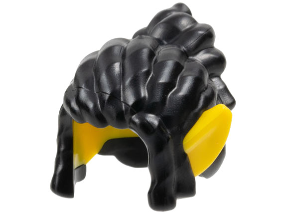 Minifigure, Hair Long Side Bangs, Bun with Molded Yellow Elf Ears Pattern: {черен}