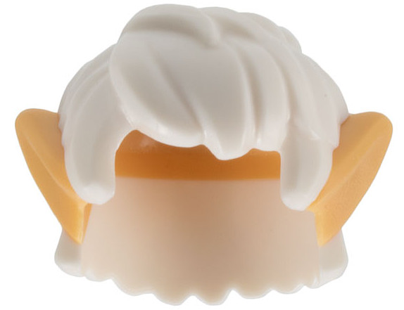 Minifigure, Hair Short, Thick and Messy with Molded Medium Tan Elf Ears Pattern: {бял}