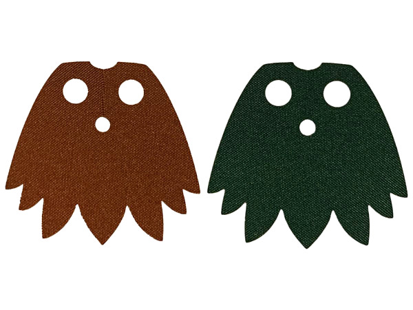 Minifigure Cape Cloth, 7 Points with Reddish Brown and Dark Green Sides - Traditional Starched Fabric: {неопределен}