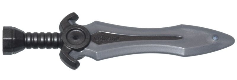 Minifigure, Weapon Sword with Stud with Molded Flat Silver Blade Pattern: {титаниево метален}