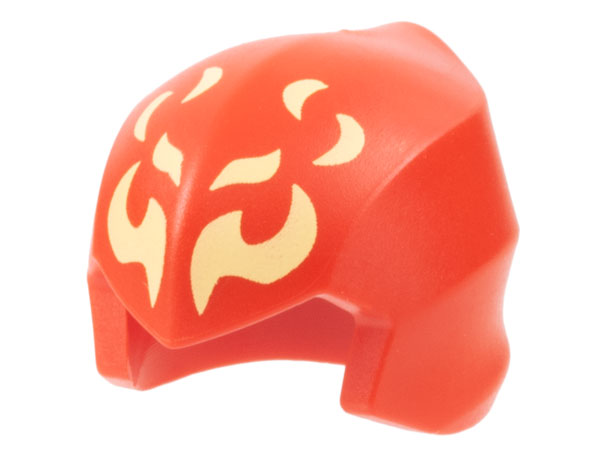 Minifigure, Headgear Ninjago Wrap / Hood Smooth with Bright Light Yellow Flames Pattern: {ярко червен}