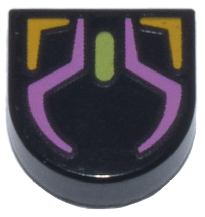 Tile, Round 1 x 1 Half Circle Extended with Dark Pink, Bright Light Orange, and Lime RGB Gaming Mouse Pattern: {черен}