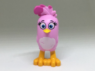 Body Angry Birds Stella with Fixed Flexible Rubber Bright Light Orange Beak and Printed Black Eyebrows, Eyelashes, Dark Azure Eyes, Magenta Feathers, White Stomach, and Bright Light Orange Feet Pattern: {светло пурпурен}