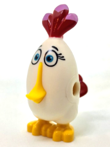 Body Angry Birds Matilda with Fixed Flexible Rubber Bright Light Orange Beak and Printed Black Eyebrows, Eyelashes, Medium Azure Eyes, Dark Red Feathers with Bright Pink Tips, and Bright Light Orange Feet Pattern: {бял}