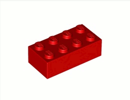 Тухличка 2X4: {ярко червен}