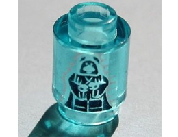 Brick, Round 1 x 1 Open Stud with Emperor Palpatine / Darth Sidious Pattern: {прозрачно светло син}