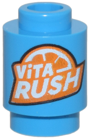 Brick, Round 1 x 1 with Orange and White 'ViTA RUSH' Logo Pattern: {тъмно небесносин}