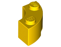 Brick, Round Corner 2 x 2 Macaroni with Stud Notch: {ярко жълт}