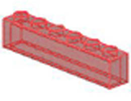 Brick 1 x 6 without Bottom Tubes: {прозрачно червен}