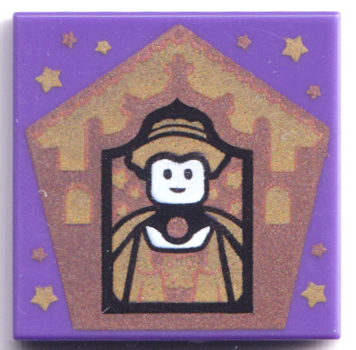 Tile 2 x 2 with HP Chocolate Frog Card Helga Hufflepuff Pattern: {светло виолетов}