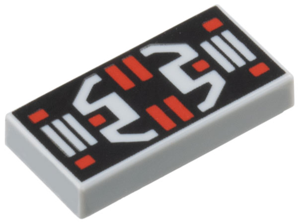 Tile 1 x 2 with Red and Light Bluish Gray Controls, Stripes and Rectangles on Black Panel Pattern: {умерено каменно сив}