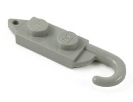 Hook Plate, Modified 1 x 2 with Crane Hook Left: {сив}