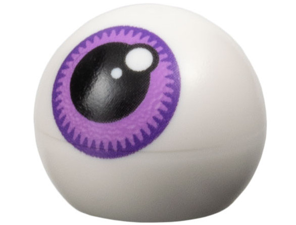 Technic Ball Joint with Eye with Black Pupil and Medium Lavender Iris with Dark Purple Rim Pattern: {бял}