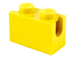 Brick, Modified 1 x 2 with Digger Bucket Arm Holder: {ярко жълт}