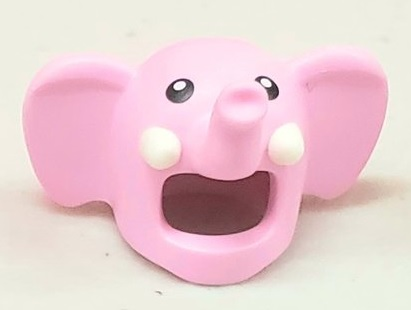 Minifigure, Headgear Head Cover, Costume Elephant with Black Eyes and White Tusks Pattern: {светло пурпурен}