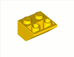 Покривна плочка 2X2/45° инверсна (*) с плосък долен пин: {ярко жълт}