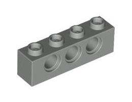 Техническа тухличка 1X4, Ø4.9: {сив}