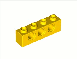 Техническа тухличка 1X4, Ø4.9: {ярко жълт}