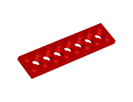 Плочка 2X8 с дупки: {ярко червен}