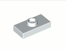 Плочка 1X2 с 1 пъпка, (b) с долен жлеб (джъмпер): {бял}
