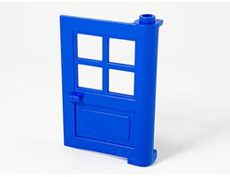 Door 1 x 4 x 5 with 4 Panes: {ярко син}