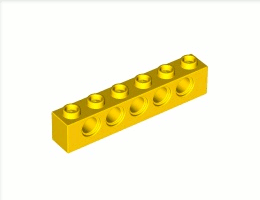 Тухличка 1X6 с 5 отвора, Ø4,9: {ярко жълт}