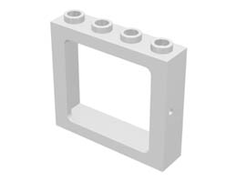 Window 1 x 4 x 3 Train - Hollow Studs: {бял}